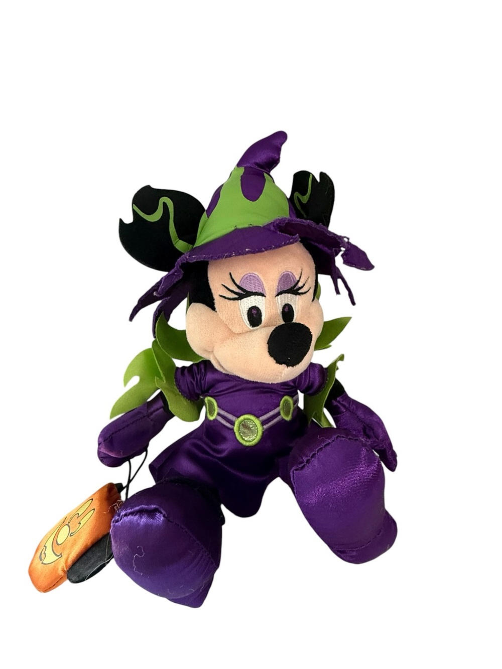 Disney Parks Minnie Mouse Halloween Witch Plush Purple Green Costume Pumpkin Bag